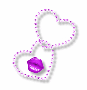 Gif animé bisous coeurs bouche